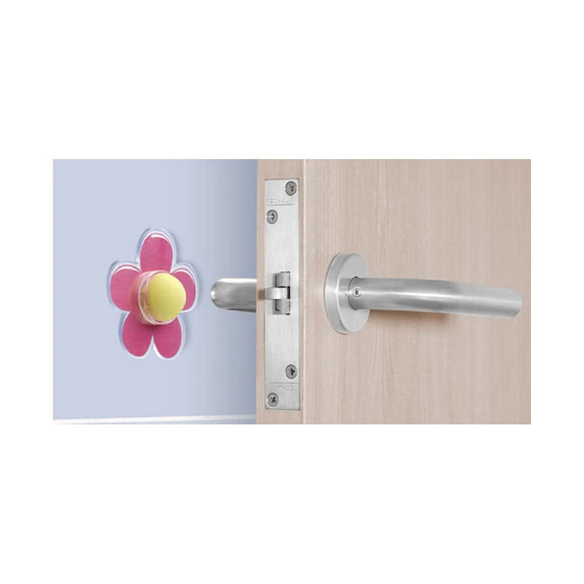 Butée Inofix Fleur Portes Adhésif Rose PVC